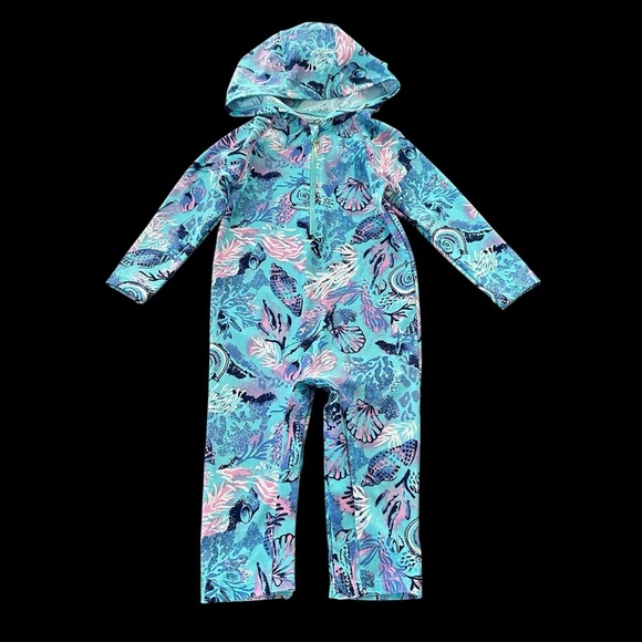 Coolibar Baby Girls 12-18 months Blue Sun Protection Swim Suit Jumpsuit Long - Picture 1 of 4